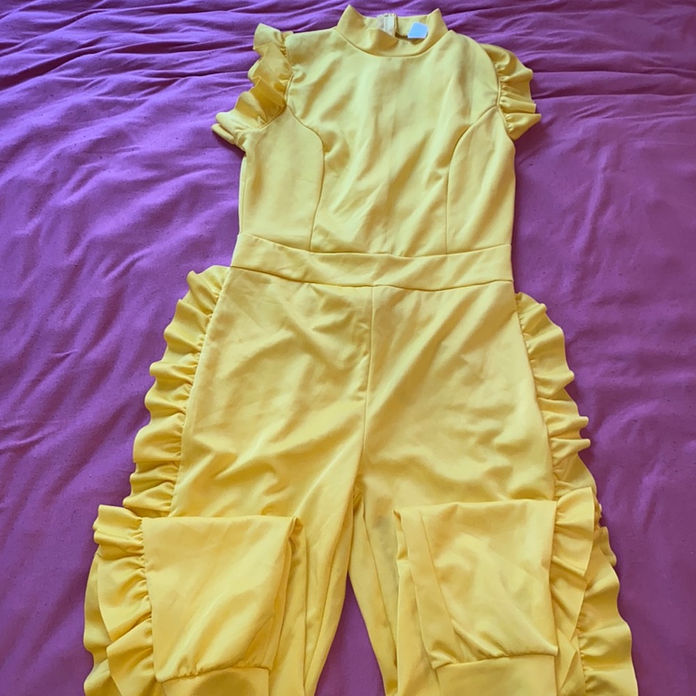 Yellow ruffled jumpsuit